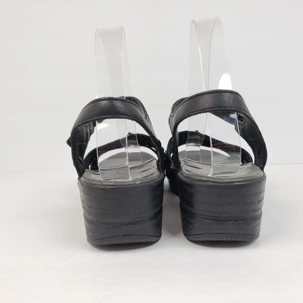 Dansko Sissy Womens Size EU 39 US 8.5-9 Black Leather Braided Slingback Sandals